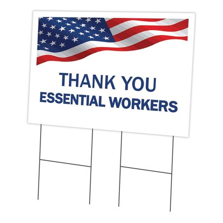 AMISTAD 24 x 36 in. Yard Sign & Stake - Thank You Essential Workers Flag AM2047626